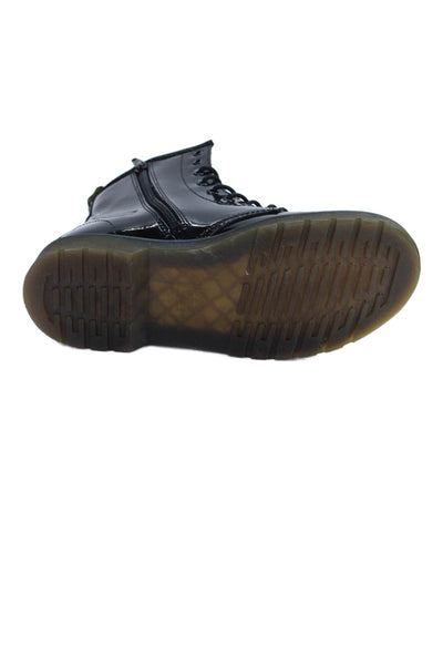Dr. Martens Womens Patent Leather Lace Up Combat Ankle Boots Black Size 4 Medium