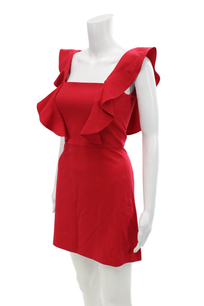 French Connection Womens Square Neckline Sleeveless Zipped Mini Dress Red Size 0