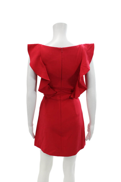 French Connection Womens Square Neckline Sleeveless Zipped Mini Dress Red Size 0