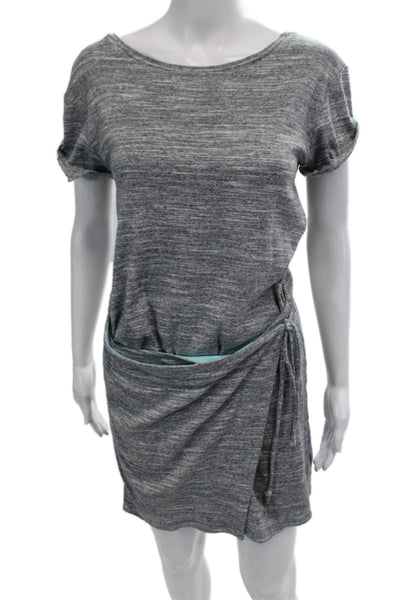 Maeve Anthropologie Womens Cotton Short Sleeve Pullover Tied Dress Gray Size XS