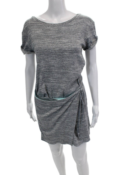Maeve Anthropologie Womens Cotton Short Sleeve Pullover Tied Dress Gray Size XS