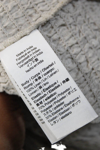 J Crew Womens Linen Smocked Sleeveless Bodycon Midi Dress Beige Size 2