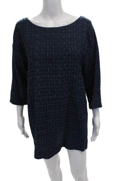 Eileen Fisher Womens 3/4 Sleeve Pullover Casual Mini Dress Blue Size S