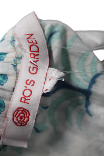 Ro's Garden Womens Cotton Floral Tiered Stretch Mini Skirt White Size S