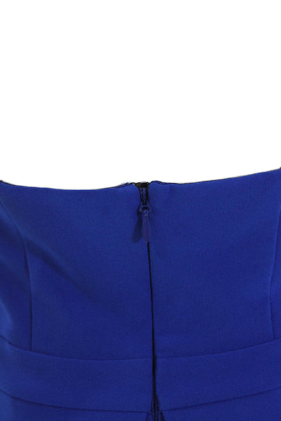 Adelyn Rae Womens Strapless Zip Back Lined Peplum Dress Blue Size Medium