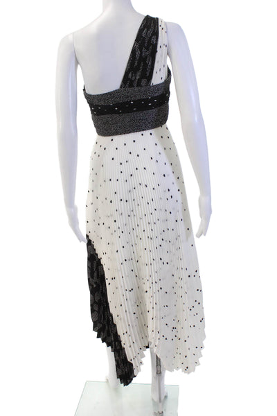 A.L.C. Womens Polka Dot Mixed Printed One Shoulder Dress White Black Size 2