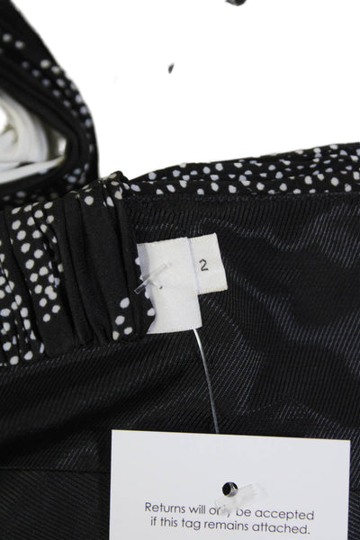 A.L.C. Womens Polka Dot Mixed Printed One Shoulder Dress White Black Size 2