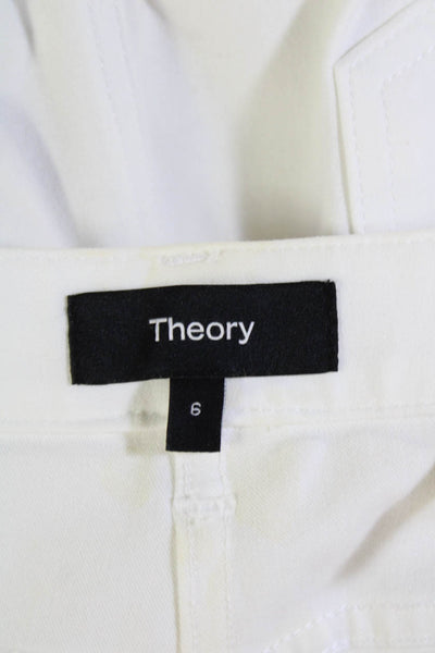 Theory Women's Button Closure Pockets Straight Leg Dress Pants Whie Size 6
