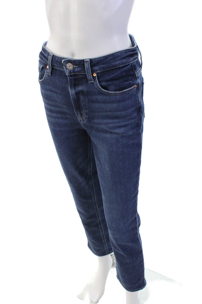 Paige Woemen's Midrise Five Pocket Dark Wash Straight Leg Denim Pants Size 28