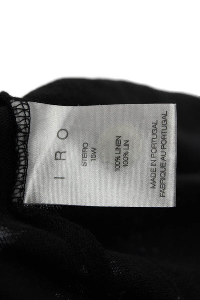 IRO Womens Linen Short Sleeve Lace Up Detail T Shirt Gray Size S