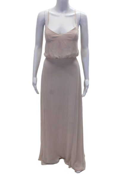 Birdy Grey Womens V Neck Spaghetti Strap A Line Gown Ballet Pink Size Medium