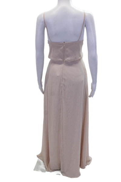 Birdy Grey Womens V Neck Spaghetti Strap A Line Gown Ballet Pink Size Medium
