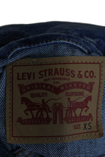 Levis Womens Denim Button Down Vest Blouse Blue Cotton Size Extra Small