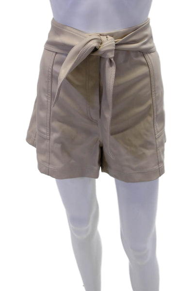 Jonathan Simkhai Womens Zippered High-Waisted Casual Shorts Beige Size 12