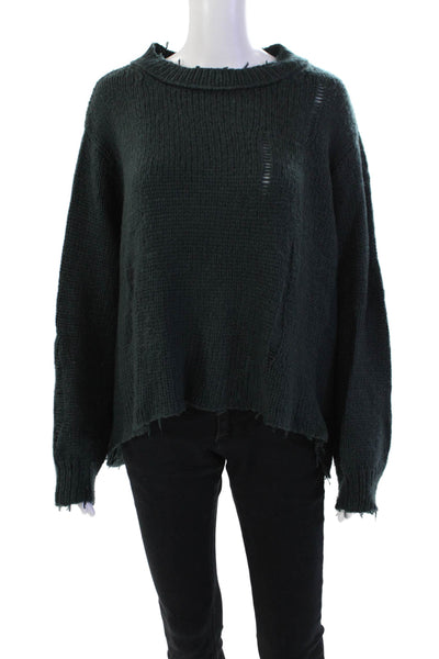 Wooden Ships Womens Lightly Distressed Chunky Knit Sweater Moss Green Size M
