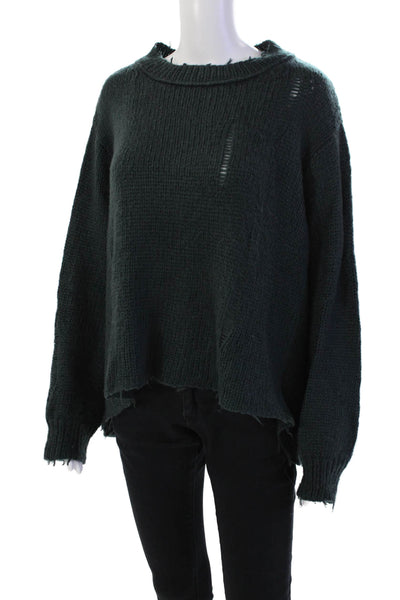 Wooden Ships Womens Lightly Distressed Chunky Knit Sweater Moss Green Size M