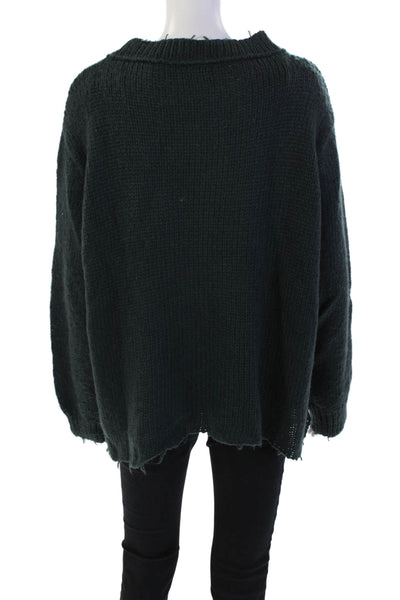 Wooden Ships Womens Lightly Distressed Chunky Knit Sweater Moss Green Size M