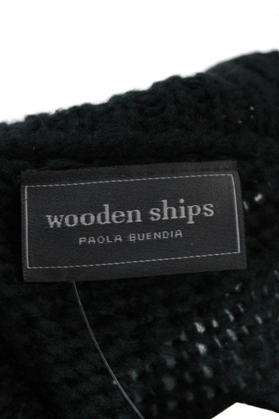 Wooden Ships Womens Lightly Distressed Chunky Knit Sweater Moss Green Size M