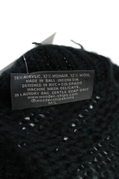 Wooden Ships Womens Lightly Distressed Chunky Knit Sweater Moss Green Size M