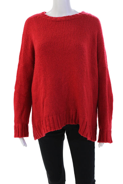 Wooden Ships Womens Medium Knit Long Sleeve Round Neck Sweater Bright Red Size S