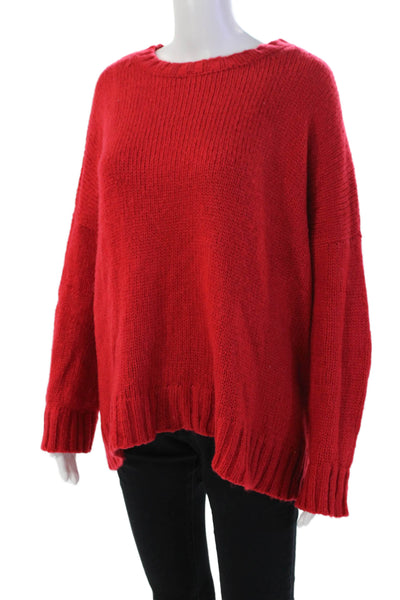 Wooden Ships Womens Medium Knit Long Sleeve Round Neck Sweater Bright Red Size S
