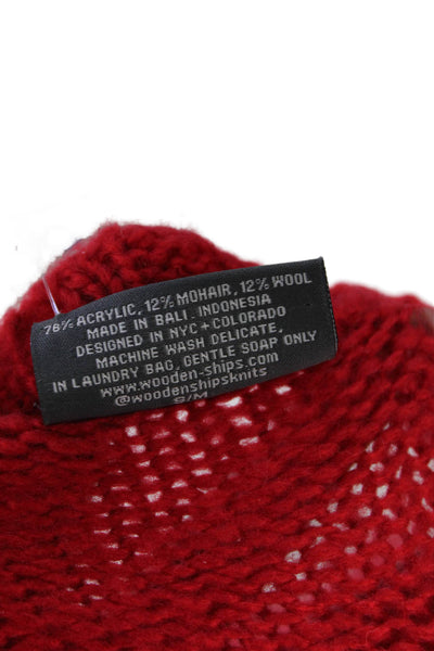 Wooden Ships Womens Medium Knit Long Sleeve Round Neck Sweater Bright Red Size S