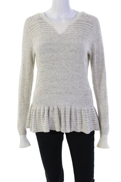 Rebecca Taylor Womens Cotton Blend Crew Neck Pullover Sweater Top Beige Size M