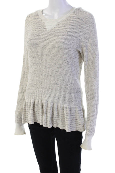 Rebecca Taylor Womens Cotton Blend Crew Neck Pullover Sweater Top Beige Size M