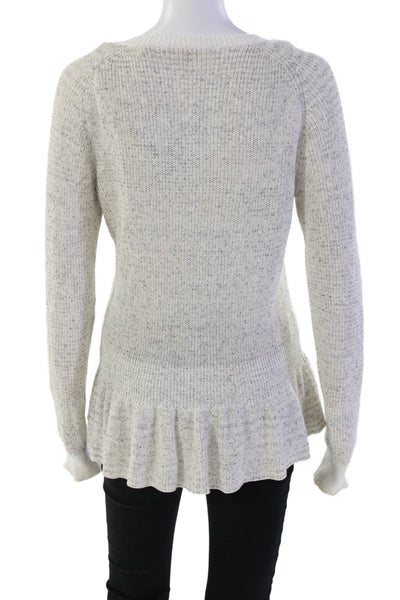 Rebecca Taylor Womens Cotton Blend Crew Neck Pullover Sweater Top Beige Size M