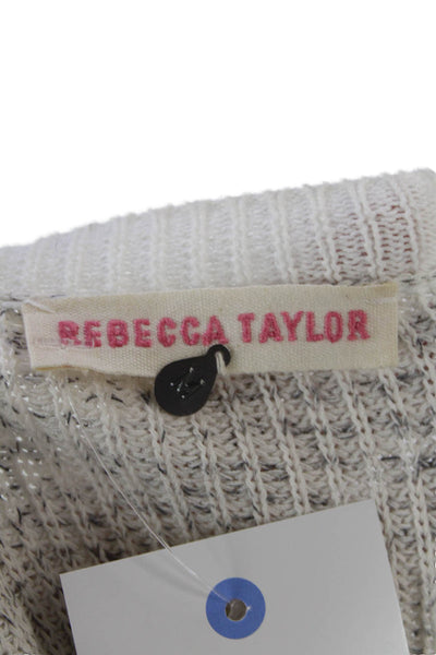 Rebecca Taylor Womens Cotton Blend Crew Neck Pullover Sweater Top Beige Size M