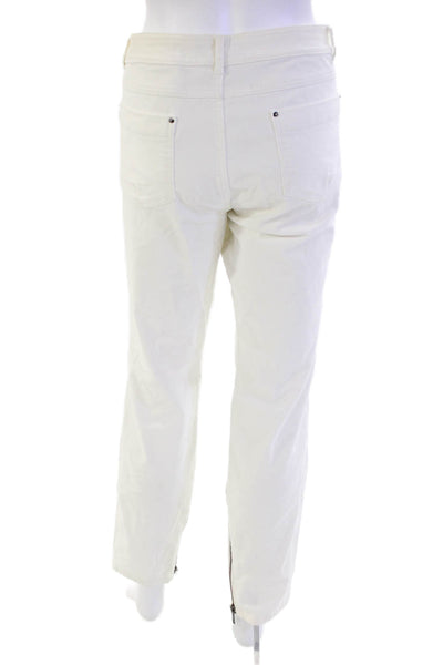 Rachel Zoe Womens Cotton Corduroy High Rise Zip Ankle Straight Pants White Sz 30