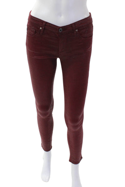 AG Adriano Goldschmied Womens The Legging Ankle Super Skinny Jeans Red Size 24
