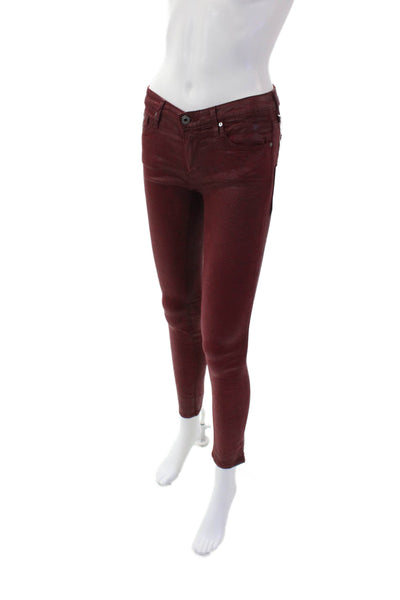 AG Adriano Goldschmied Womens The Legging Ankle Super Skinny Jeans Red Size 24