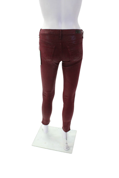 AG Adriano Goldschmied Womens The Legging Ankle Super Skinny Jeans Red Size 24
