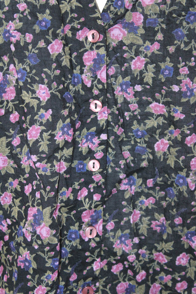 Free People Womens Cotton Floral Print Long Sleeve Button Down Top Black Size S