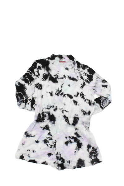 Hard Tail Women's Long Sleeves Cinch Waist Tie Dye Shorts Romper Size XL