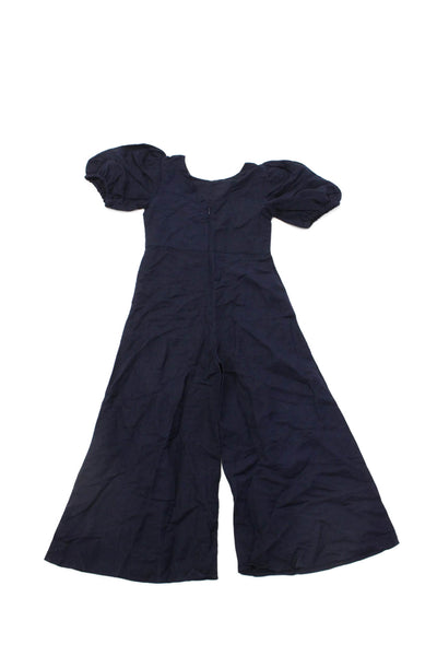 Bardot Women's Round Neck Short Sleeves Wide Leg Rompers Navy Blue Size 12