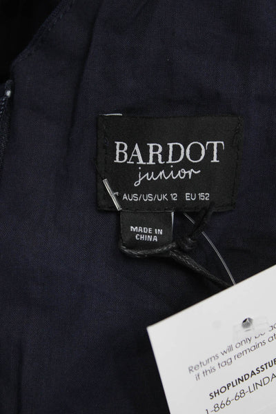 Bardot Women's Round Neck Short Sleeves Wide Leg Rompers Navy Blue Size 12