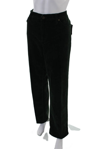 LRL Lauren Jeans Womens Button Closure Straight Leg Corduroy Pants Green Size 12