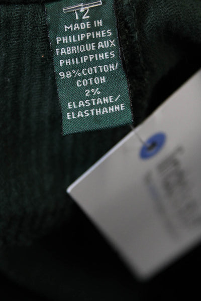 LRL Lauren Jeans Womens Button Closure Straight Leg Corduroy Pants Green Size 12