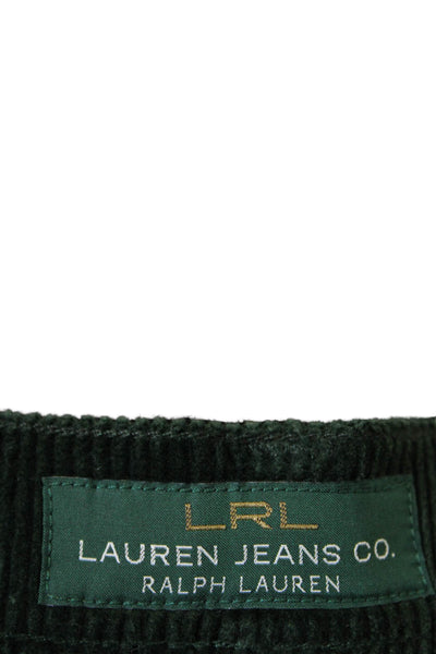 LRL Lauren Jeans Womens Button Closure Straight Leg Corduroy Pants Green Size 12