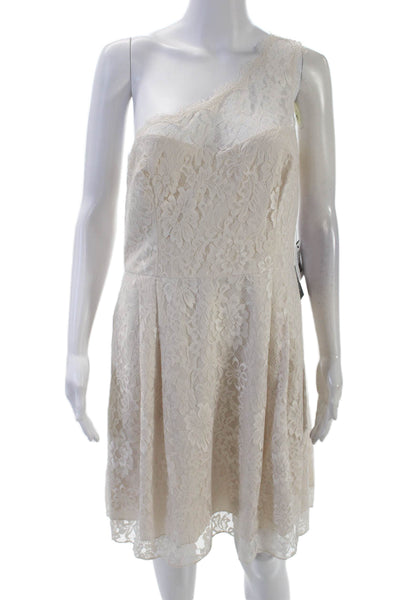 Weddington Way Womens Lace One Shoulder A Line Zoe Dress White Size 10