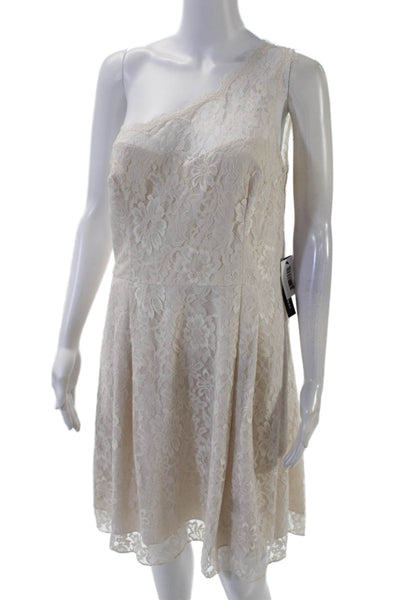 Weddington Way Womens Lace One Shoulder A Line Zoe Dress White Size 10
