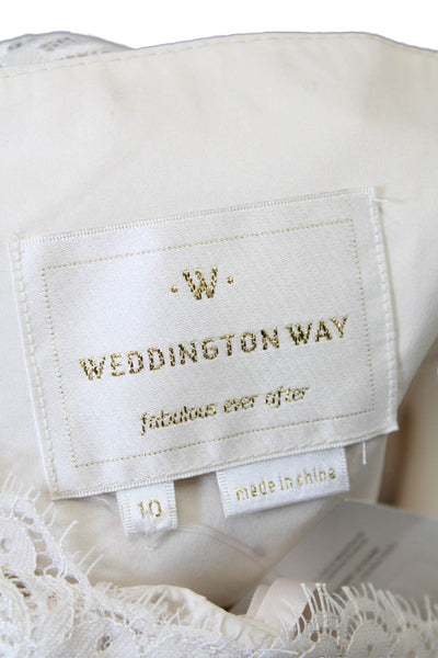 Weddington Way Womens Lace One Shoulder A Line Zoe Dress White Size 10