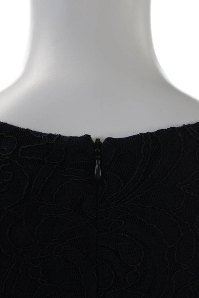 Belle Badgley Mischka Womens Lace Sleeveless A Line Dress Navy Blue Size 4
