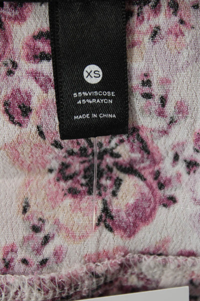 Aqua Womens Floral Printed Lightweight Synched Waist Peplum Blouse Pink Size XS