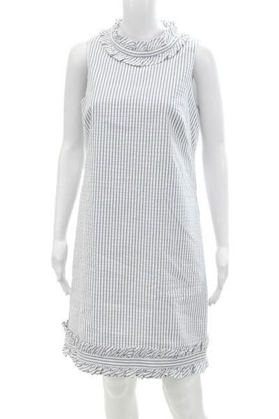 Eliza J Womens Cotton Striped Halter Neck Sleeveless Sheath Dress White Size 8
