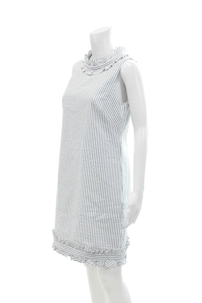 Eliza J Womens Cotton Striped Halter Neck Sleeveless Sheath Dress White Size 8