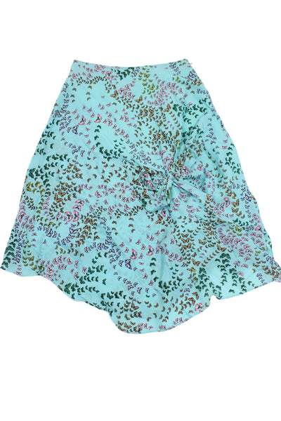 Issa London Silk Butterfly Print Flowy Casual Midi Lined Skirt Blue Size 6