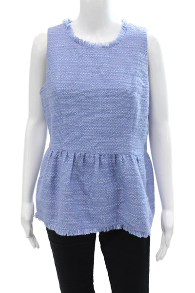 STS Sail To Sable Womens Cotton Zippered Sleeveless Peplum Top Blue Size M